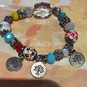 Beaded Charm Bracelet with Tree of Life charms
